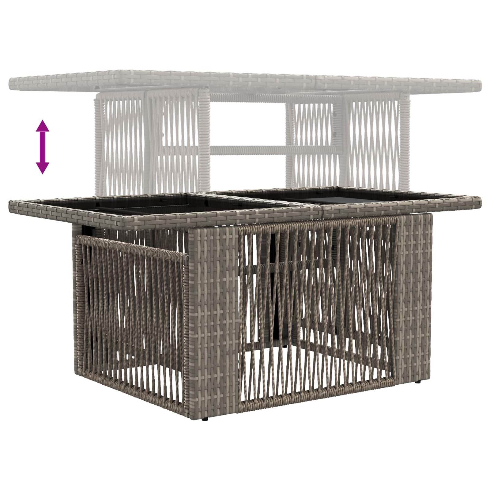 Stol za vrt Siva 100 x 55 x 37 cm PE Rattan i Staklo