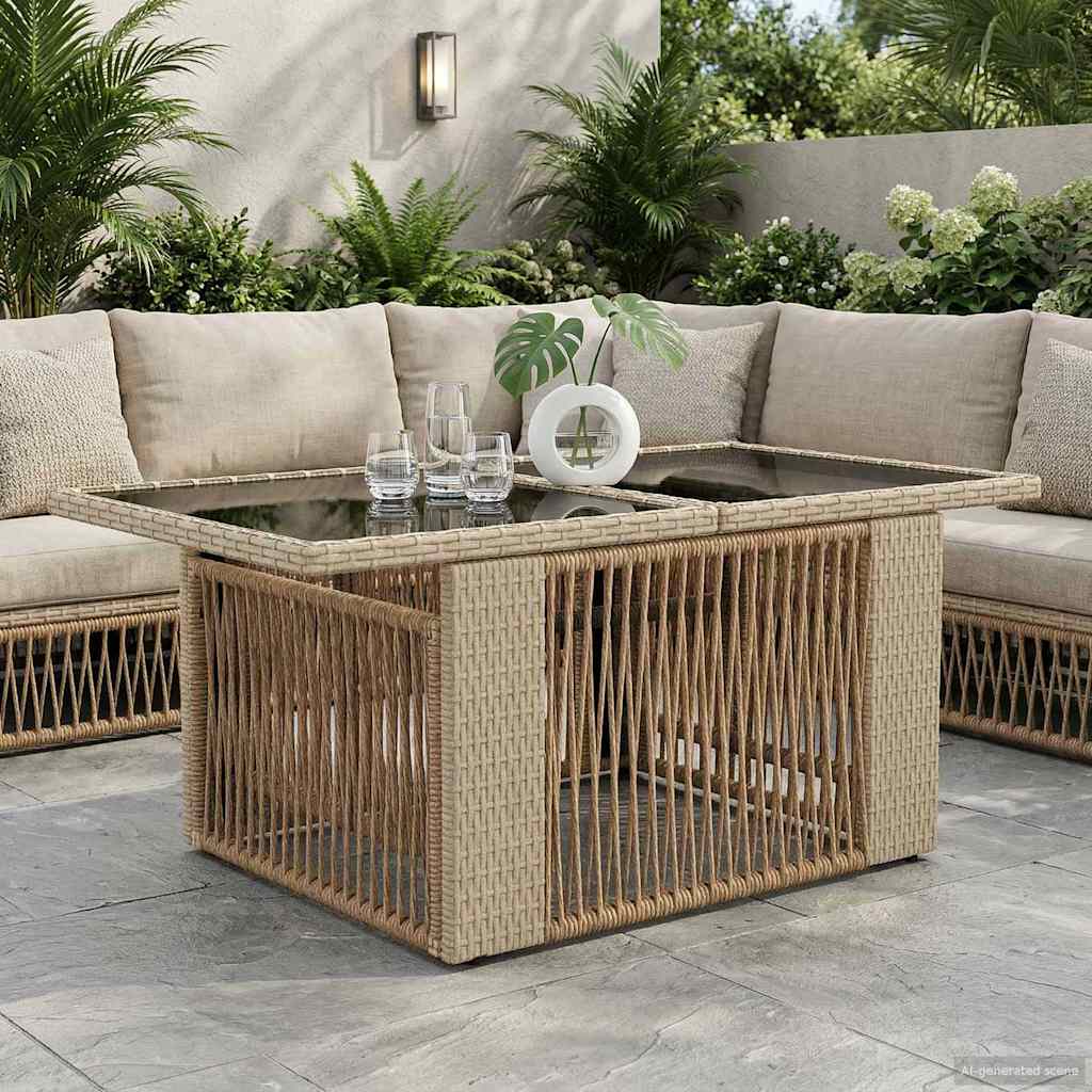 Stol za vrt Bež 100 x 55 x 37 cm PE Rattan i Staklo