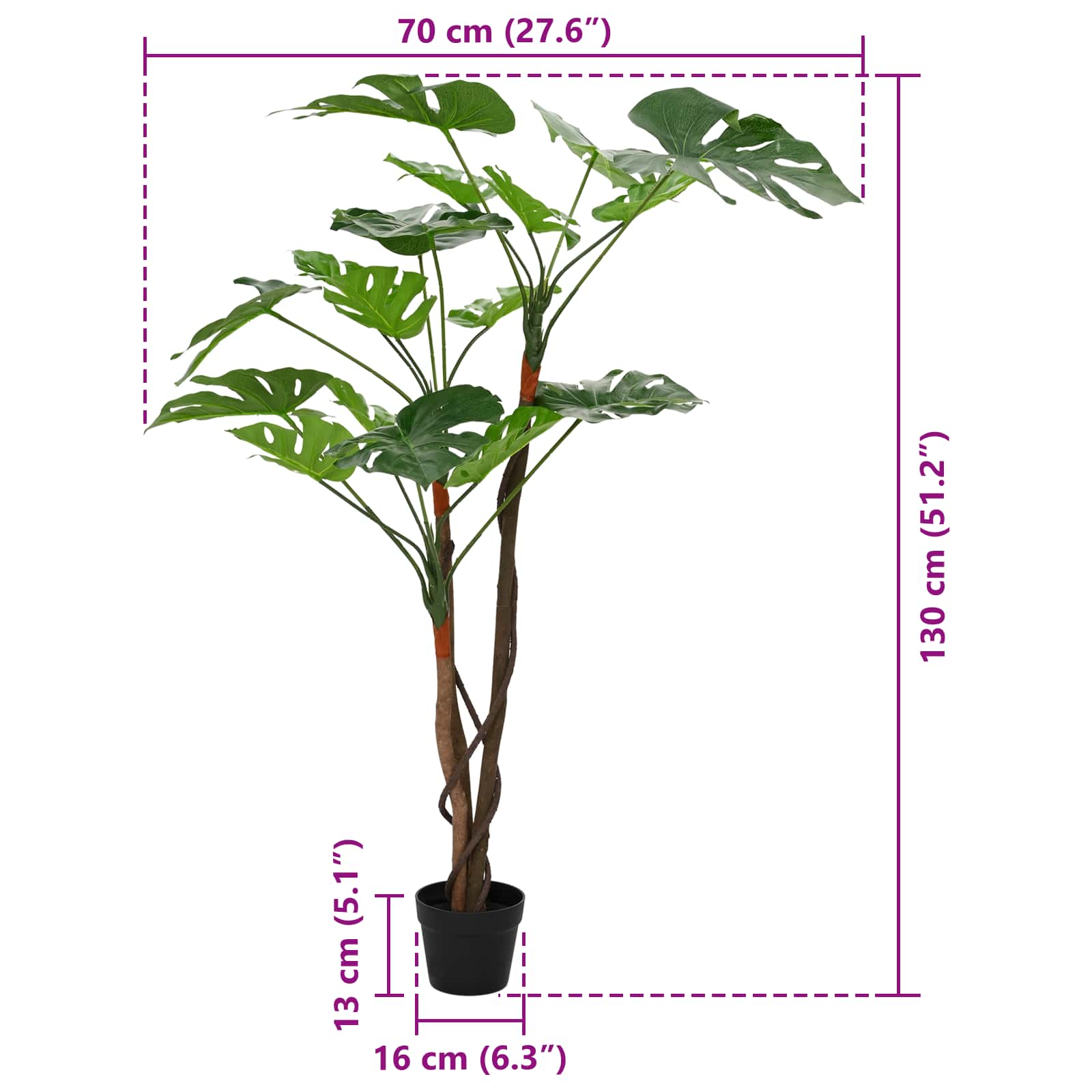 Umjetna Monstera biljka Zelena 70 x 16 x 130 cm Tkanina i drvo