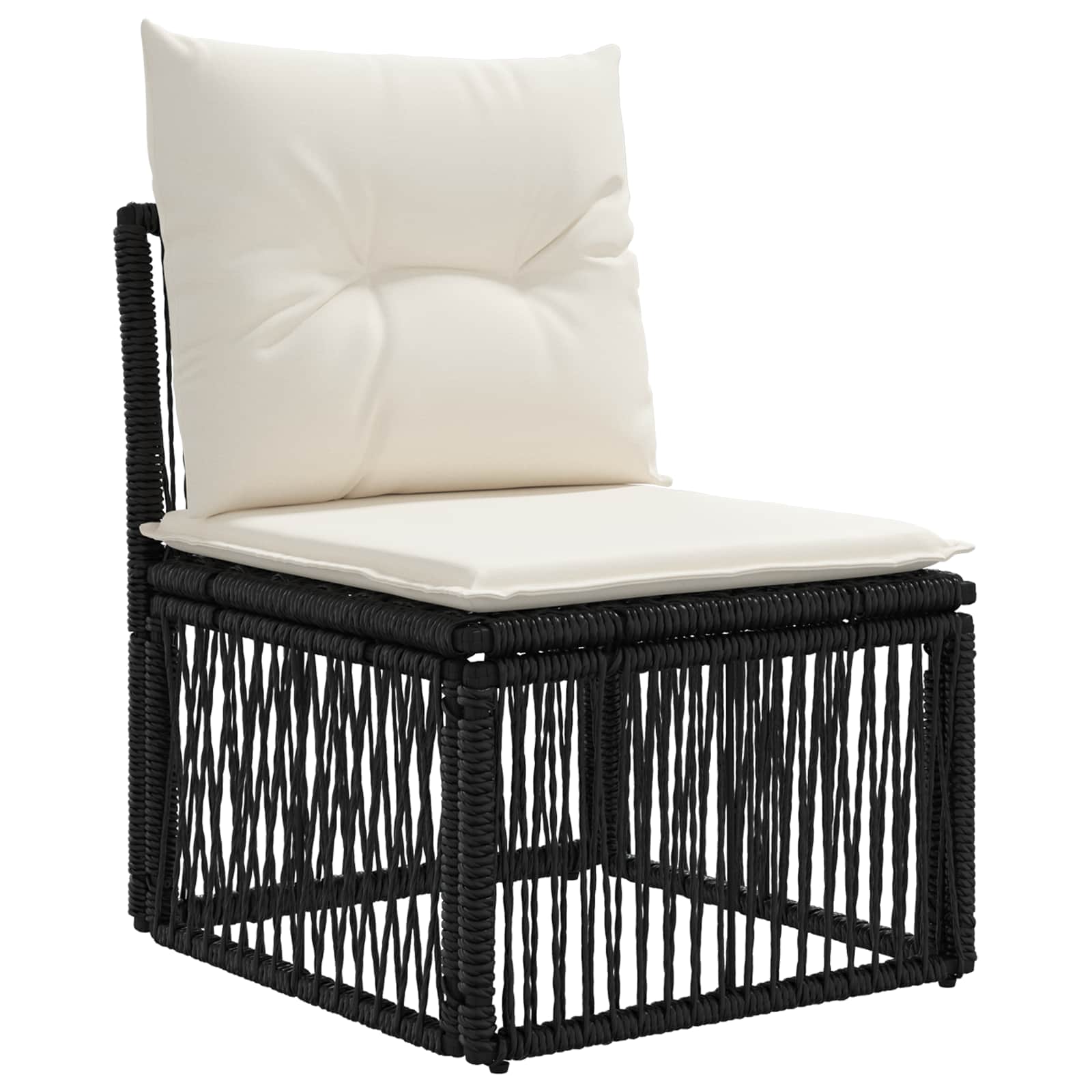 Sjedeća garnitura za vrt 5 pcs Crna i krem-bijela poliratan