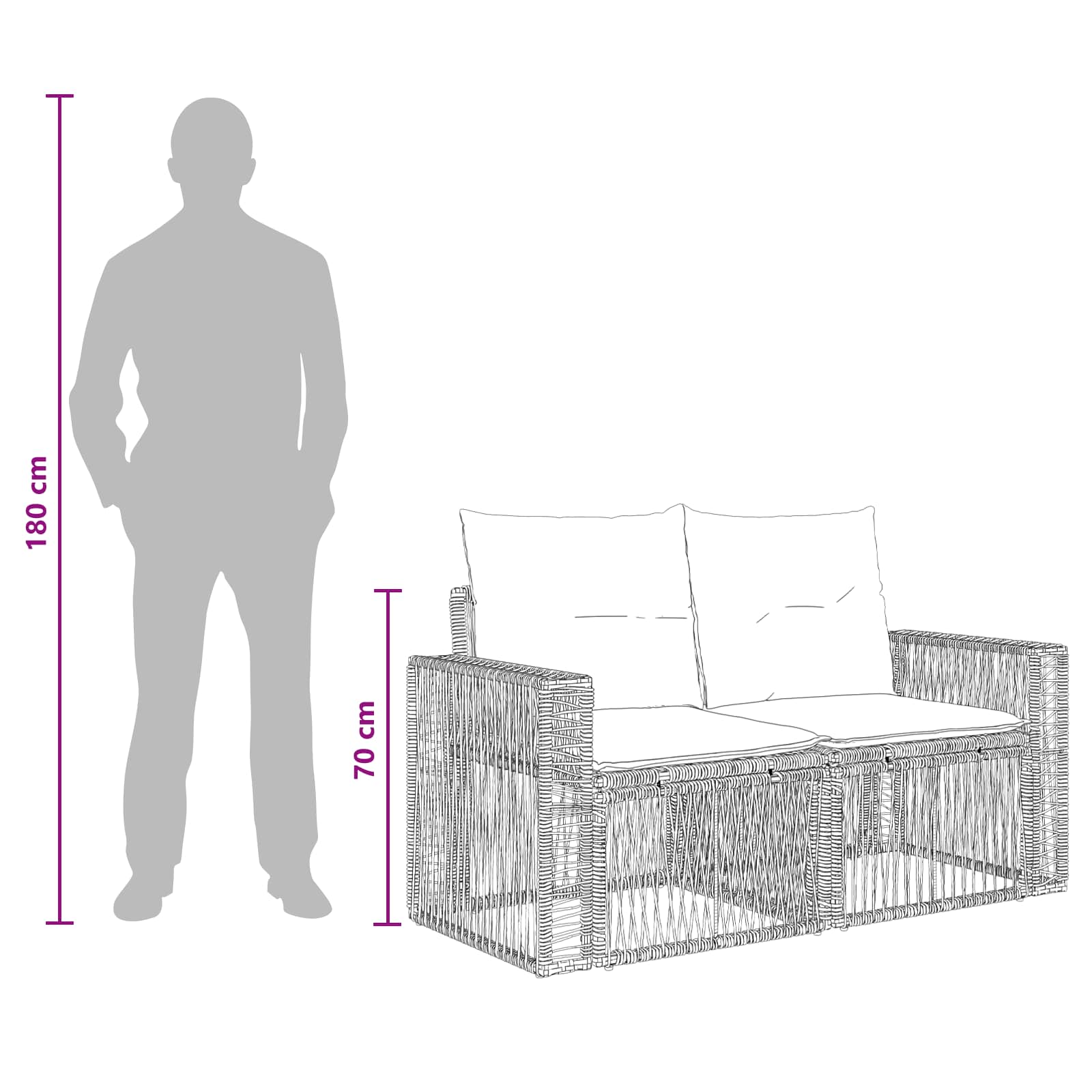 Sjedeća garnitura za vrt 9 pcs Crna i krem-bijela poliratan
