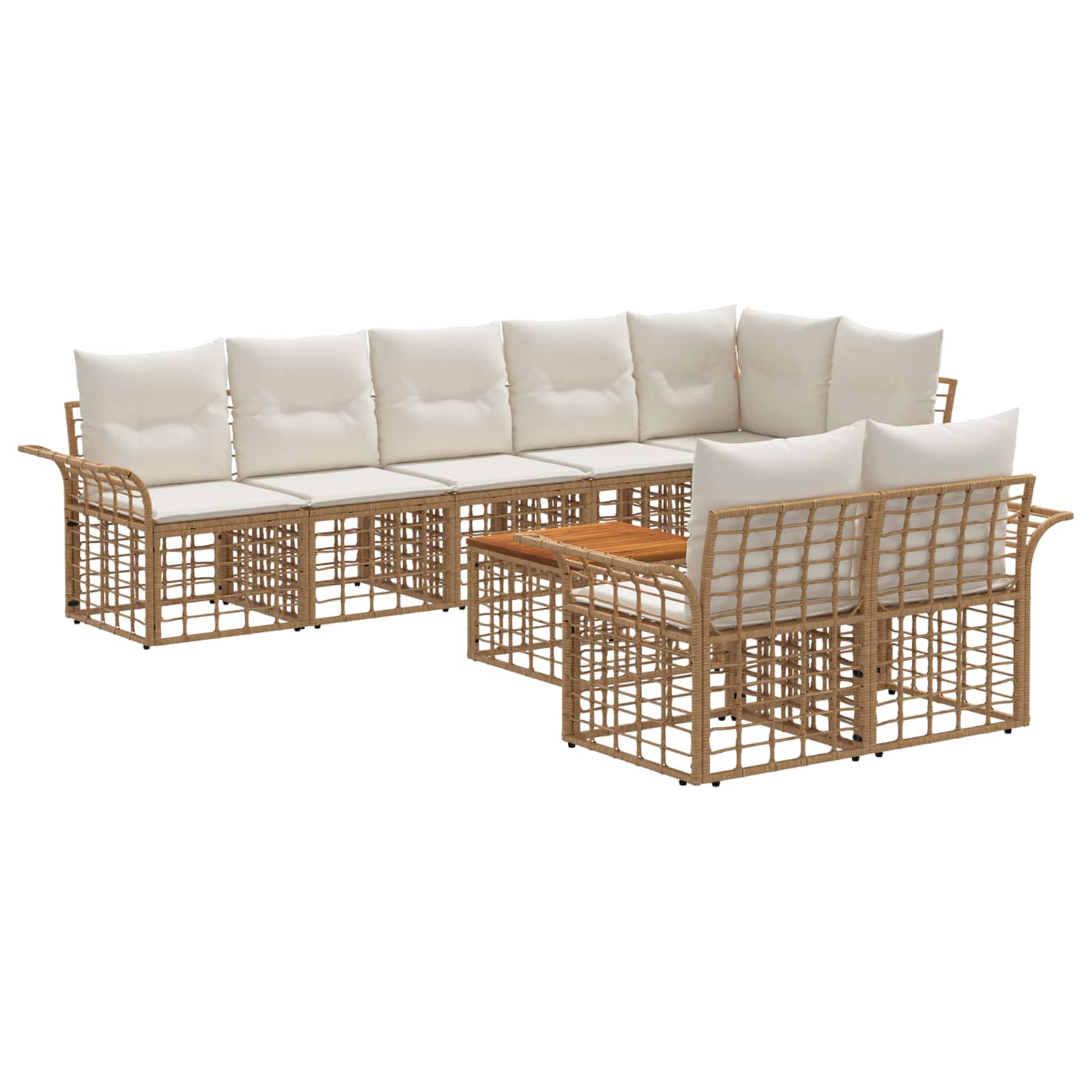Set vanjskih sofa 9 pcs Prirodna i krema bijela poliratan