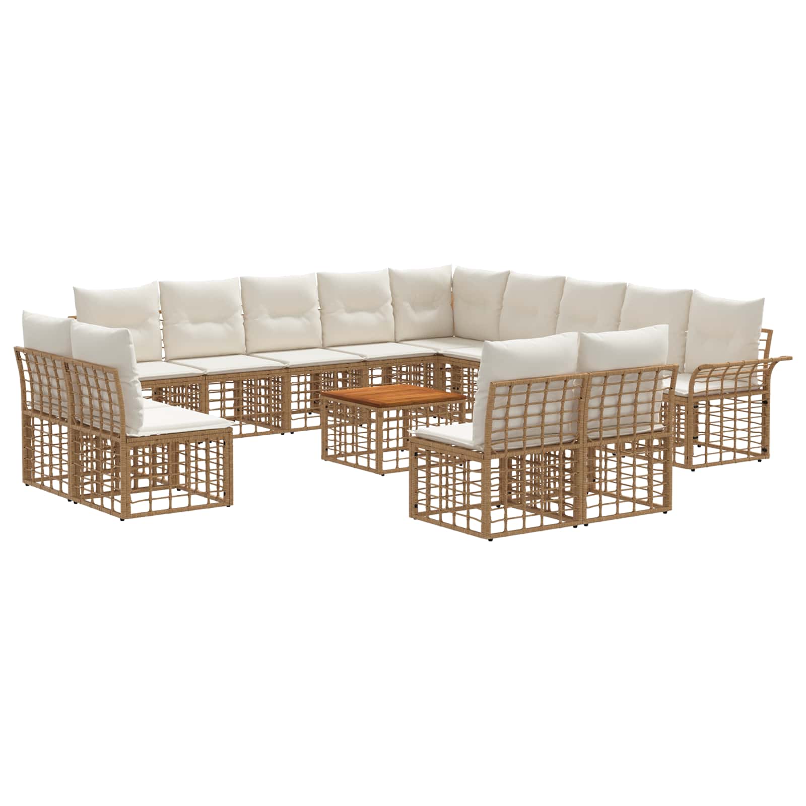 Set vanjskih sofa 14 pcs Prirodna i krema bijela Poliester