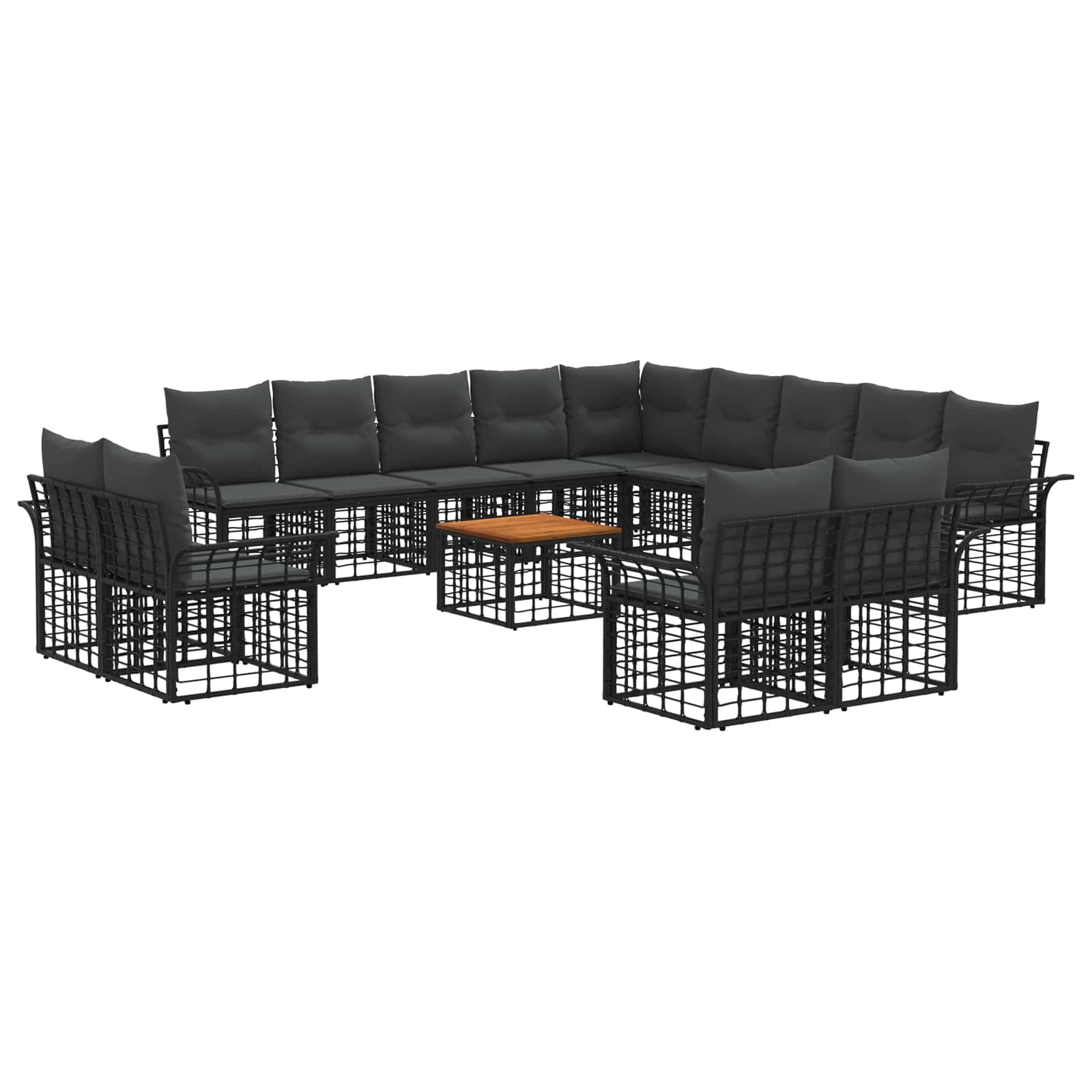 Set vanjskih sofa 14 pcs Crna i tamno siva Poliester