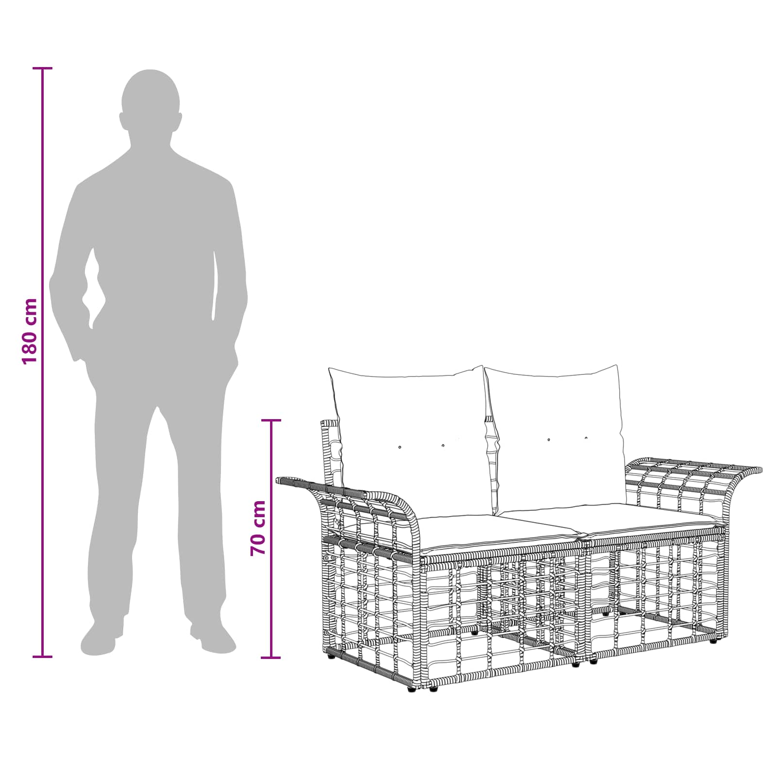 Set vanjskih sofa 14 pcs Crna i tamno siva Poliester