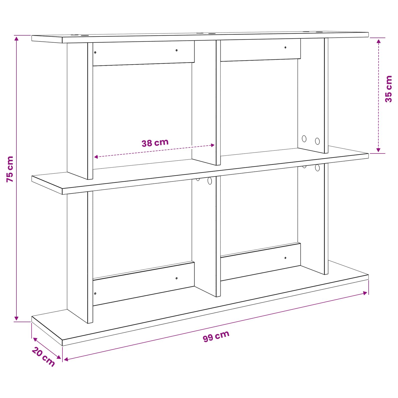 Polica na zidu Zidna montaža Smeđa 100 x 20 x 75 cm