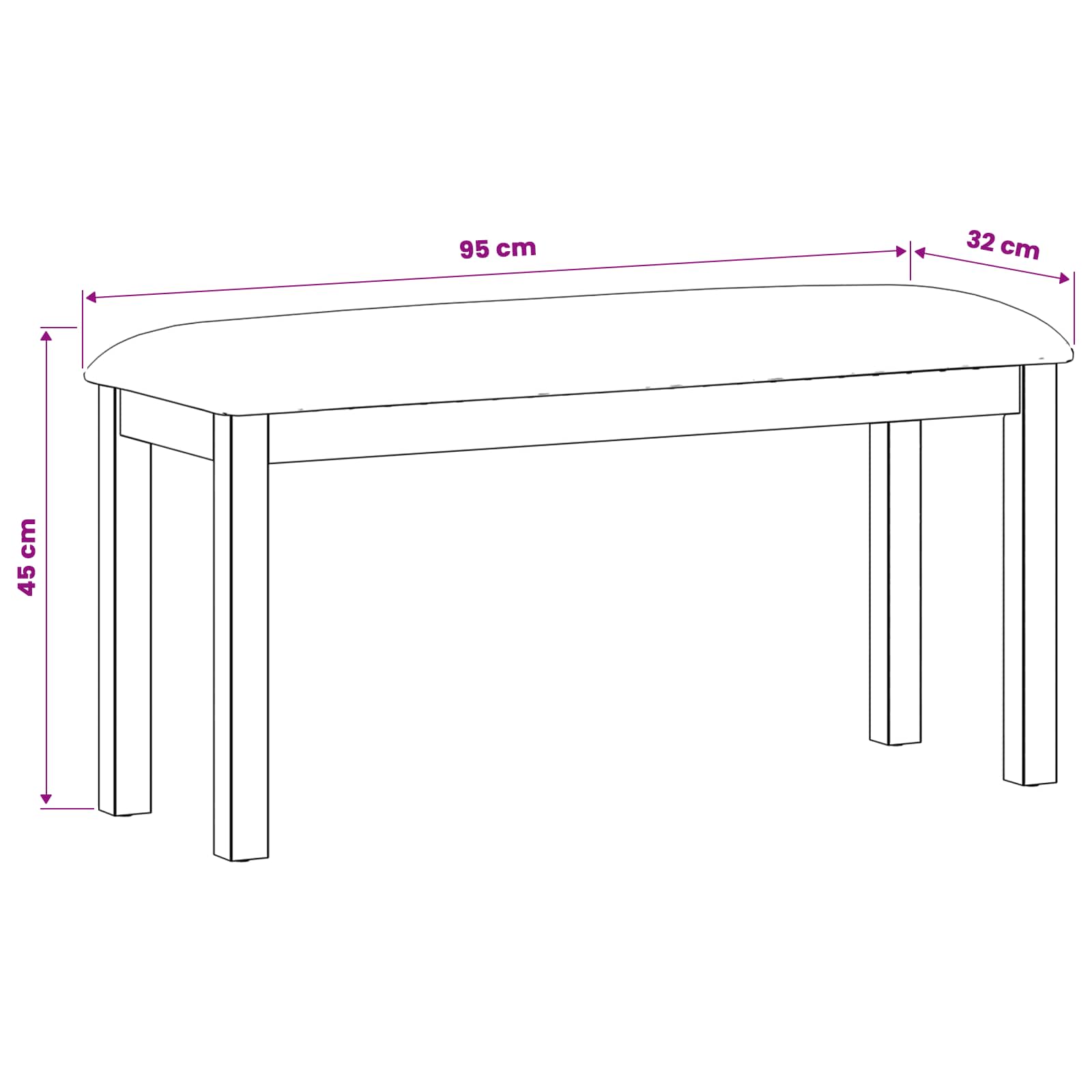 Klupa za blagovanje 95 x 32 x 45 cm Čvrsto Hrastovo Drvo Bež
