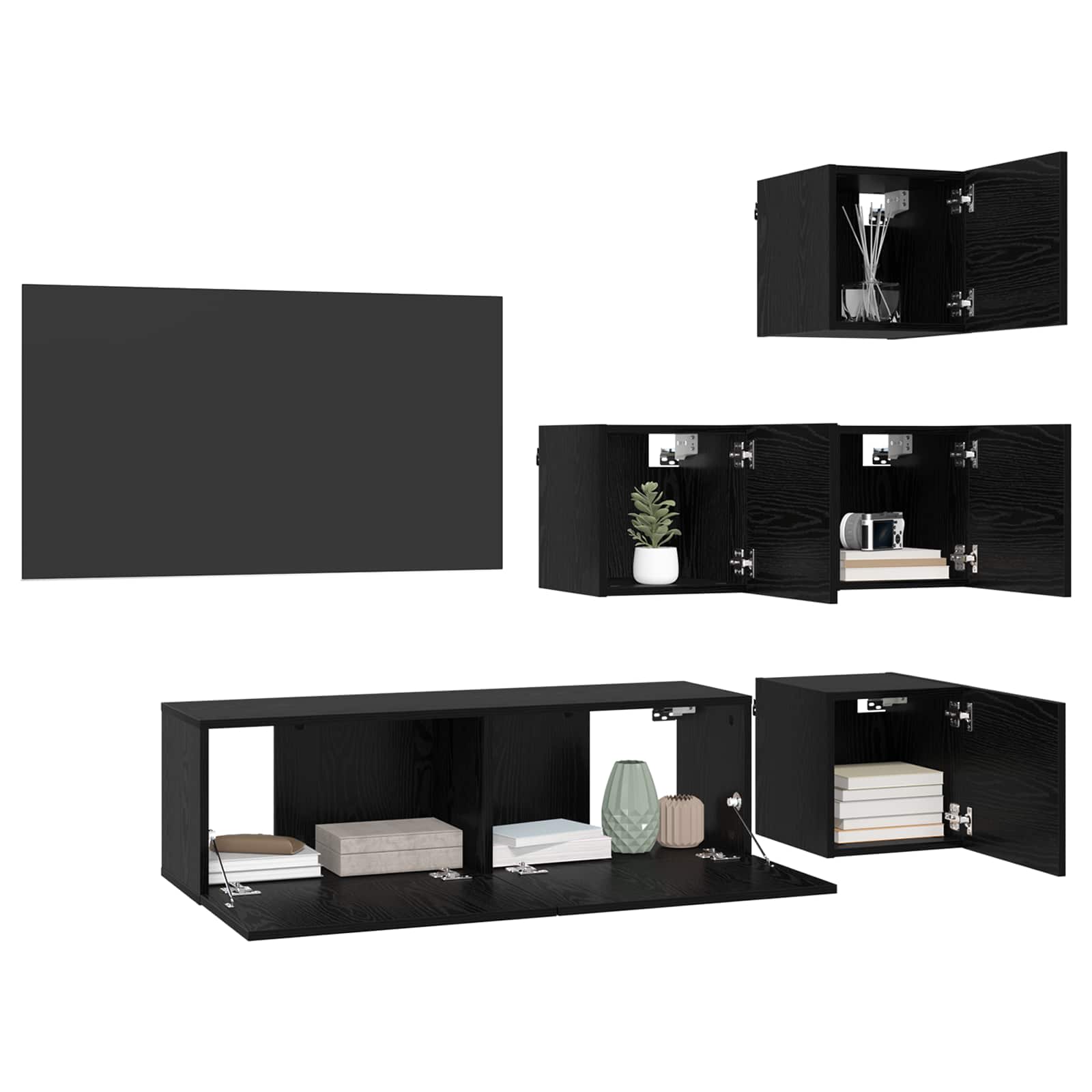 Set TV komoda 5 pcs 100 x 30 x 30 cm Crni hrast