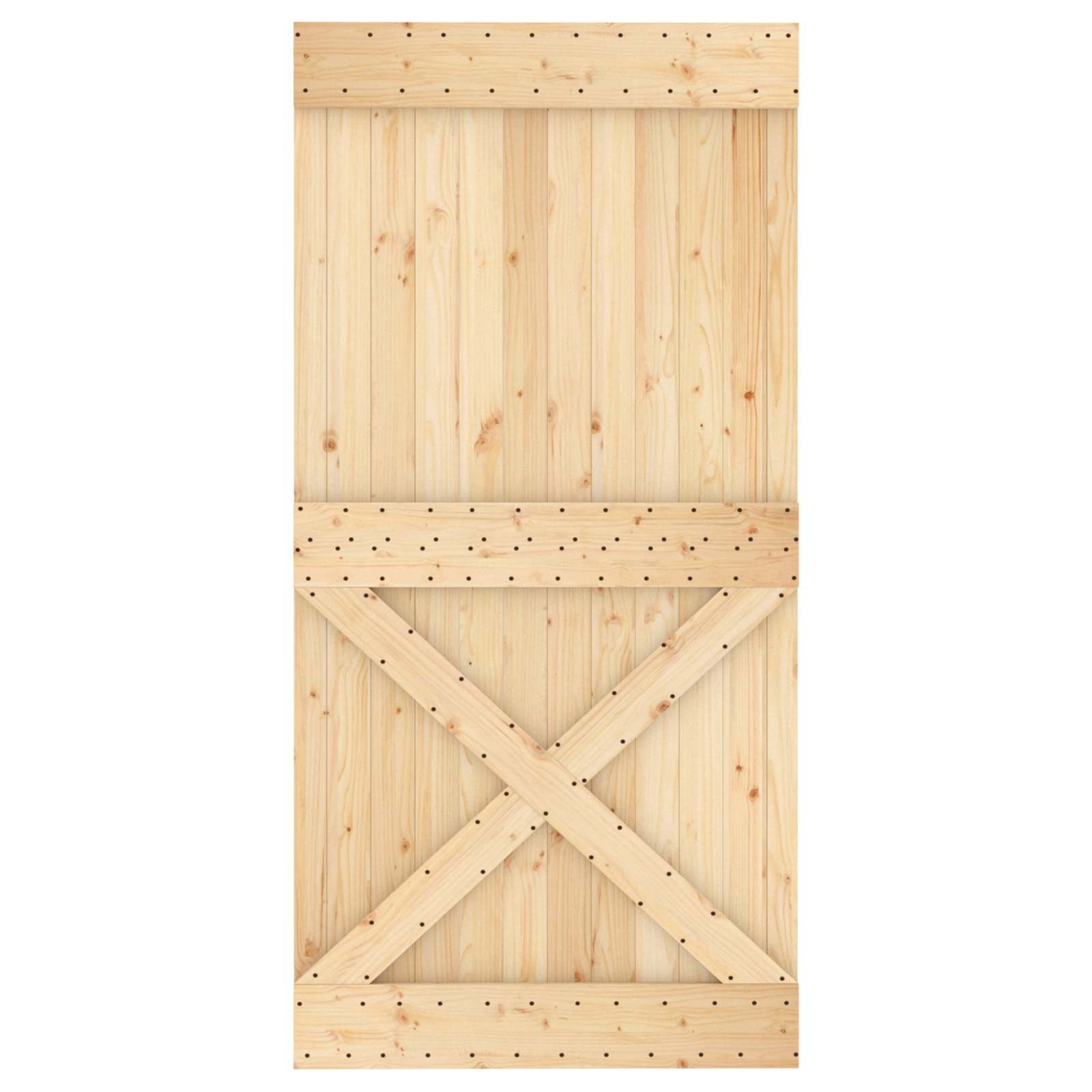 Klizna vrata Prirodna i crna 100 x 210 cm Čvrsta borovina