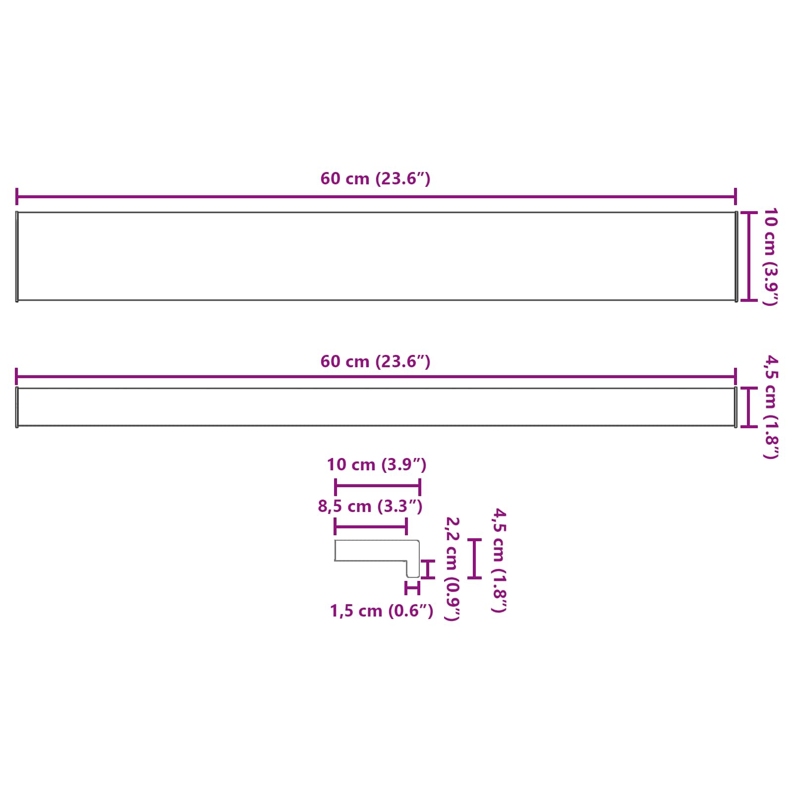 Prozorska klupčica Crno s drvenim uzorkom 60 x 10 x 4,5 cm PVC