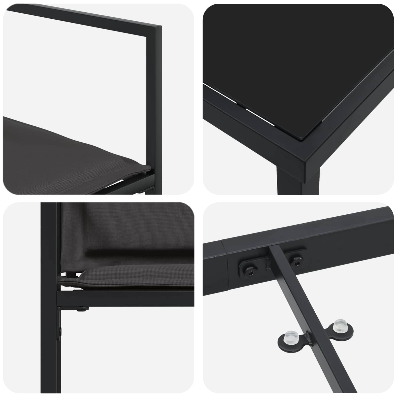 Vrtni set za objed 5 pcs Crna i tamno siva 80 x 80 x 73 cm