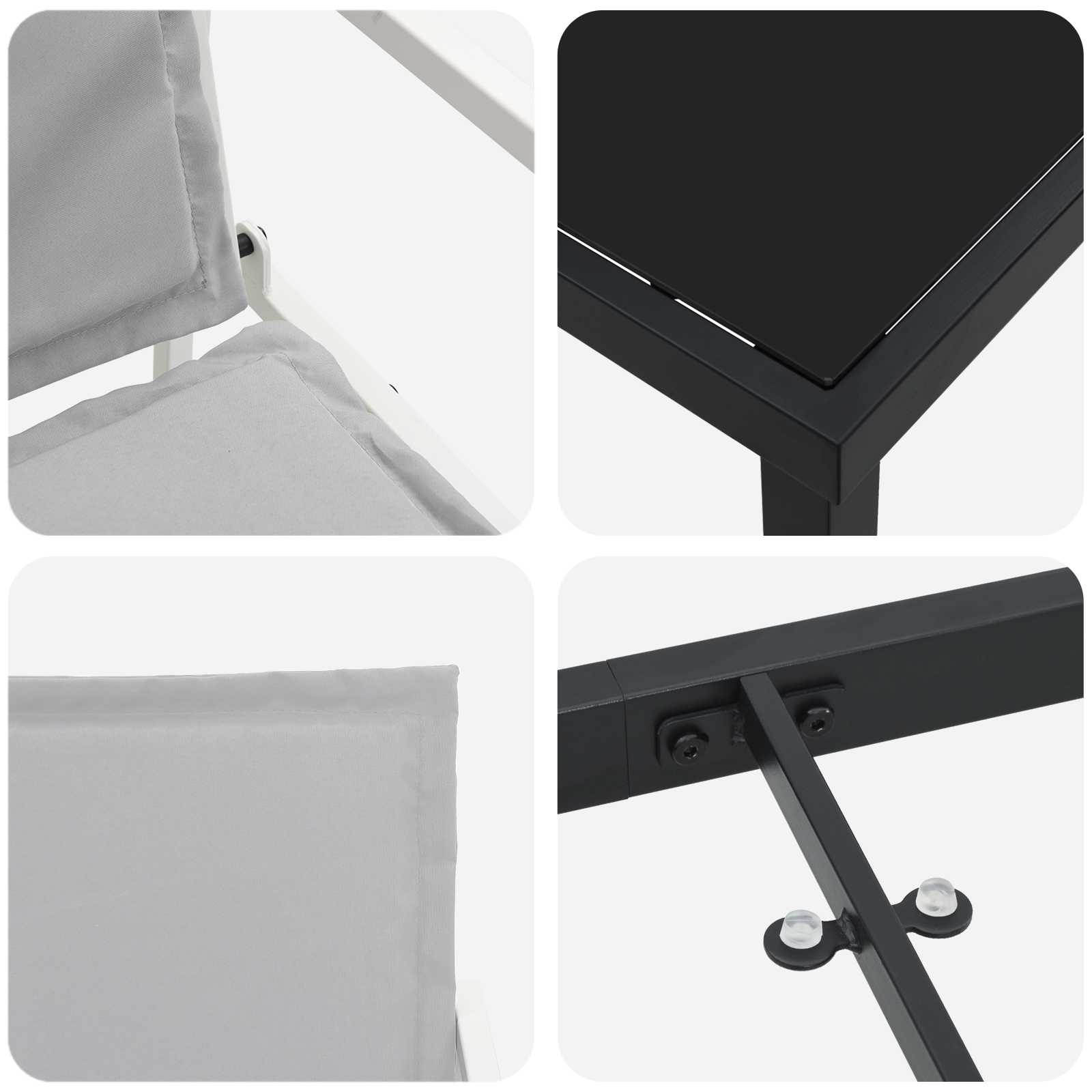 Vrtni set za objed 5 pcs Bijela i svjetlosiva 80 x 80 x 73 cm