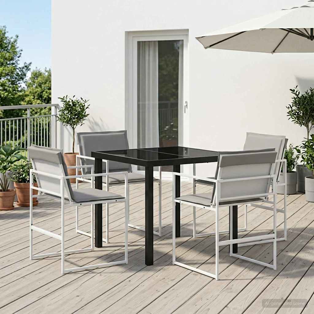 Vrtni set za objed 5 pcs Bijela i svjetlosiva 80 x 80 x 73 cm