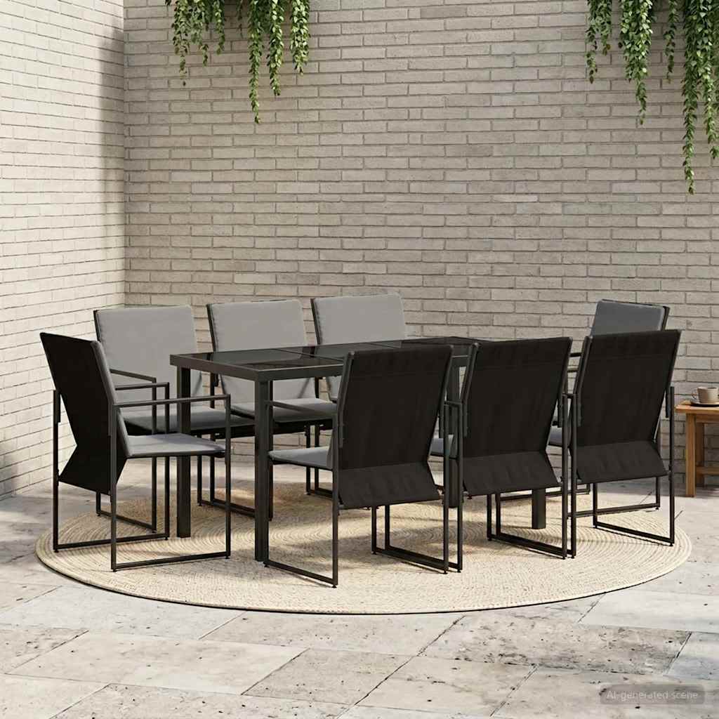 Vrtni set za objed 9 pcs Crna i antracit 160 x 80 x 73 cm