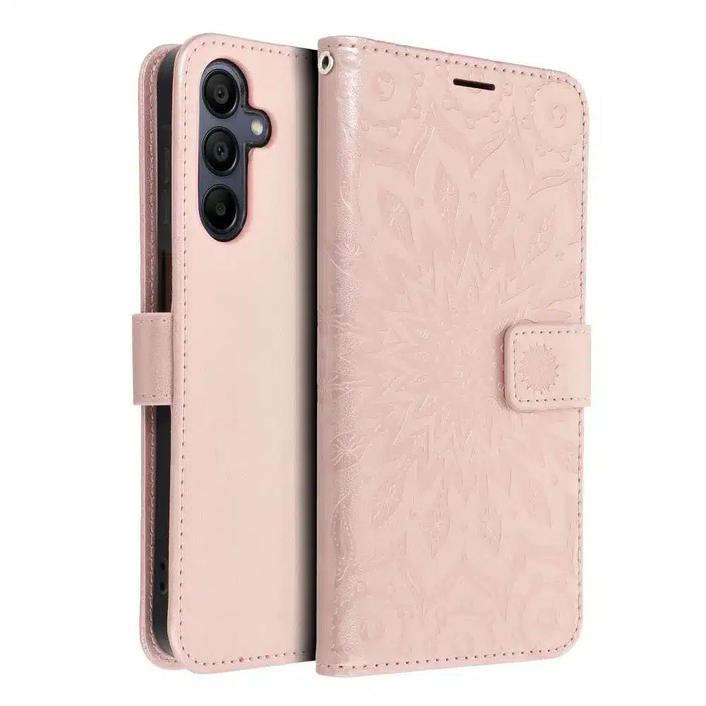 MEZZO Book case flipové pouzdro pro Samsung Galaxy A15 4G / A15 5G mandala zlatá růžová