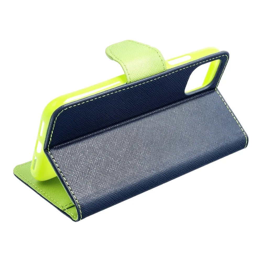 Pouzdro FANCY book pro SAMSUNG GALAXY A13 5G / A04S modré/limetkové