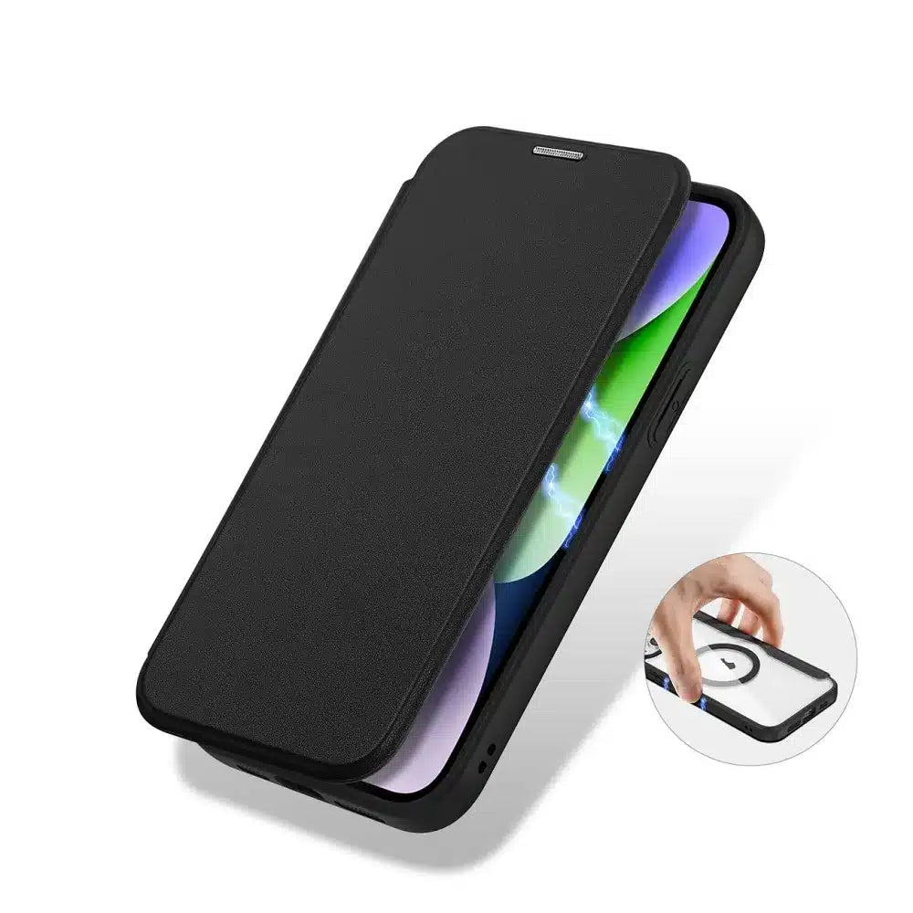 DUX DUCIS Skin X Pro – MagSafe kompatibilní flipové pouzdro pro Apple iPhone 15 černé