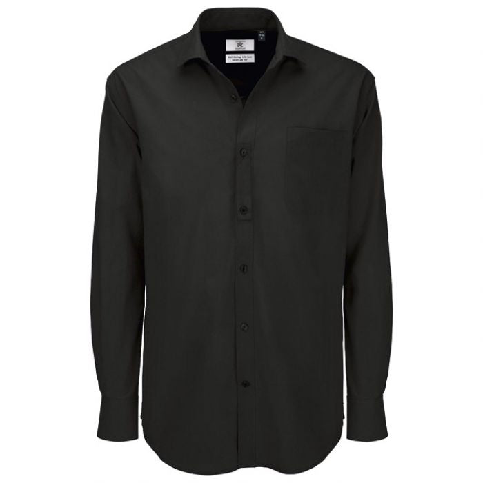 KOŠULJA MUŠKA DUGI RUKAVI B&C HERITAGE 125G CRNA 3XL * DO ISTEKA ZALIHA