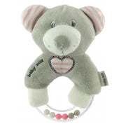 Pliš zvečka medo grey&pink