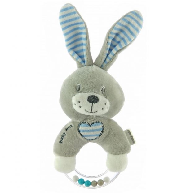 Pliš zvečko zeko grey&blue