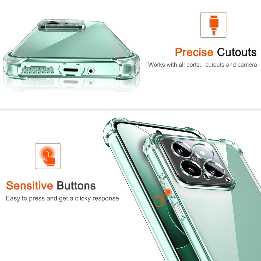 Techsuit Shockproof Clear Silicone průhledné pouzdro odolné proti nárazům pro Xiaomi 14