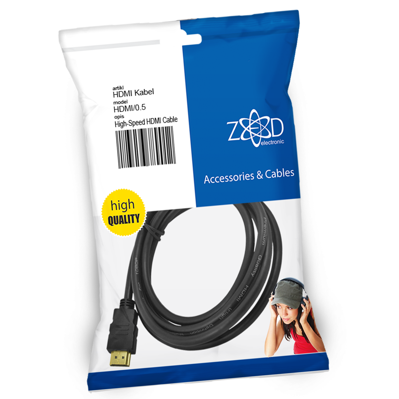 ZED electronic HDMI kabel, 0.5 met - HDMI/0.50