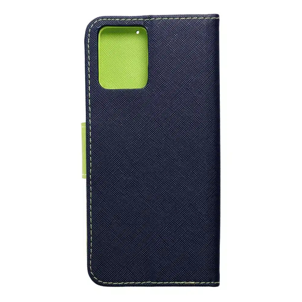 Pouzdrové pouzdro Fancy Book pro MOTOROLA MOTO G14 tmavě modré / limetkové