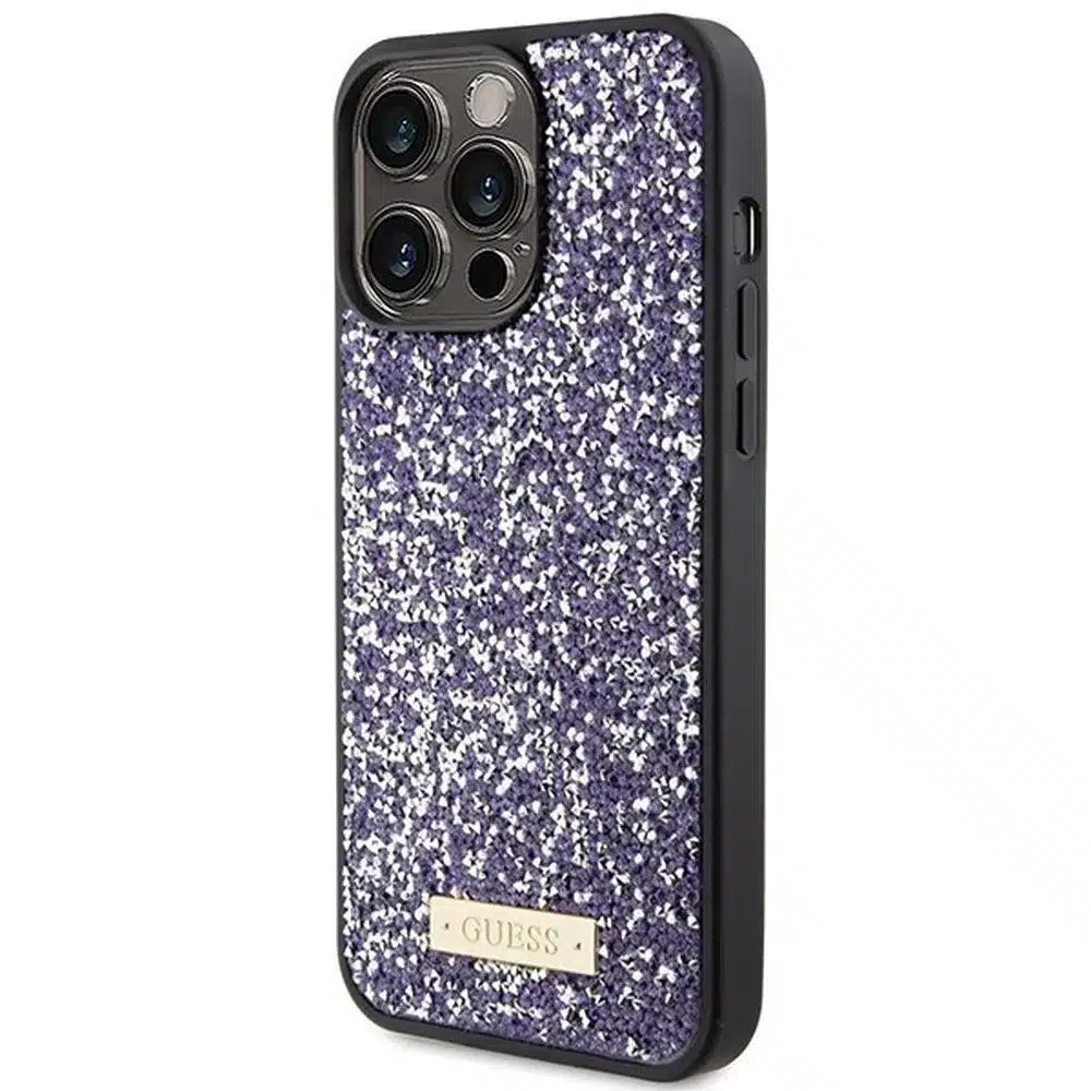 Originální pouzdro GUESS Hardcase GUHCP15XPFGSBSP pro iPhone 15 Pro Max (Rhinestone Metal Logo / světle růžové)