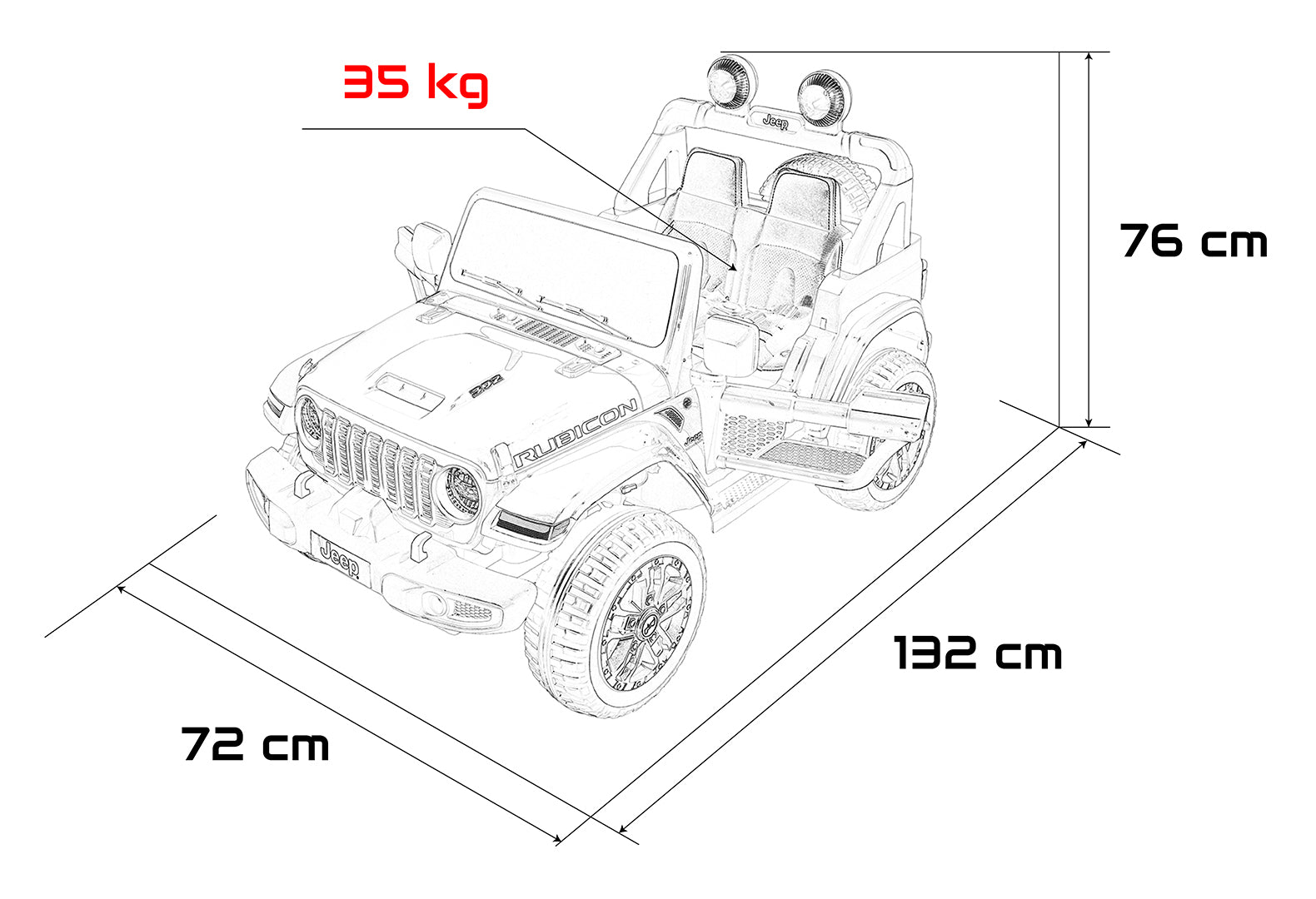 Licencirani auto na akumulator Jeep Wrangler Rubicon LIFT - bijeli