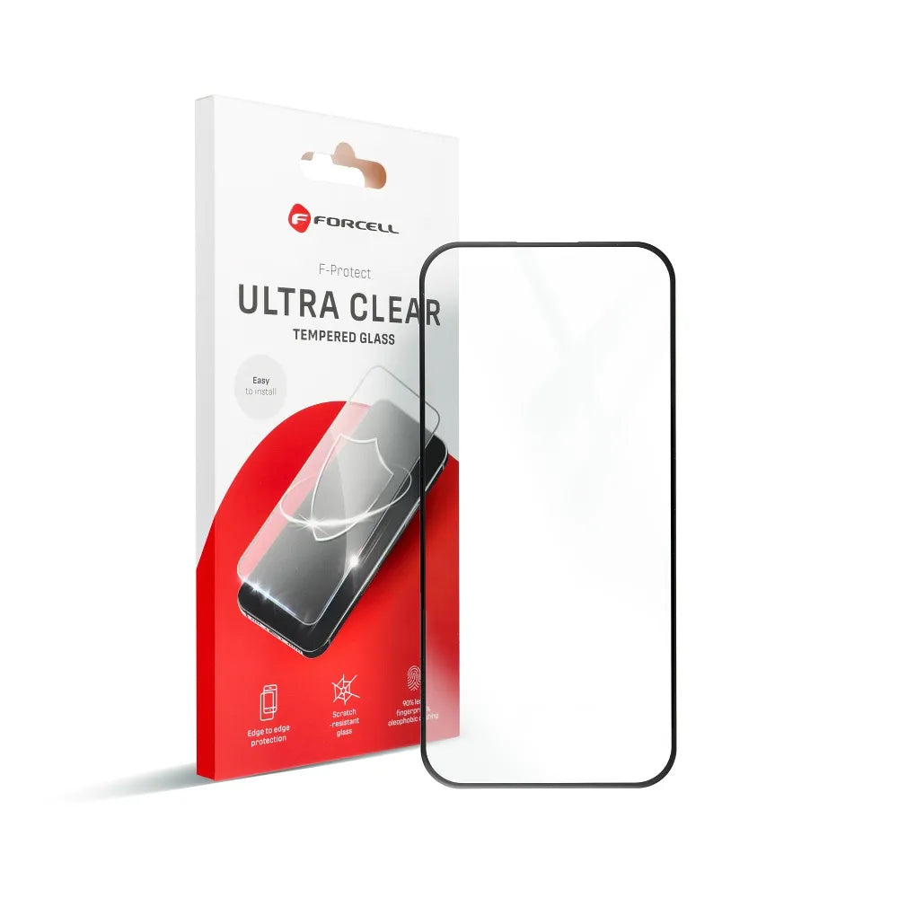 Kaljeno staklo Forcell Ultra Clear Glass za iPhone 16 Pro Max / 17 Pro Max – crno
