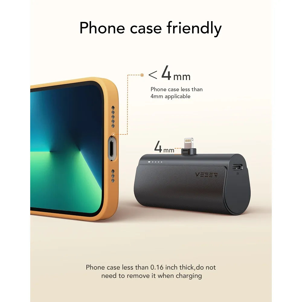 Powerbank VEGER PlugOn – 5000mAh s integrovaným konektorem Lightning 8-pin PD 20W