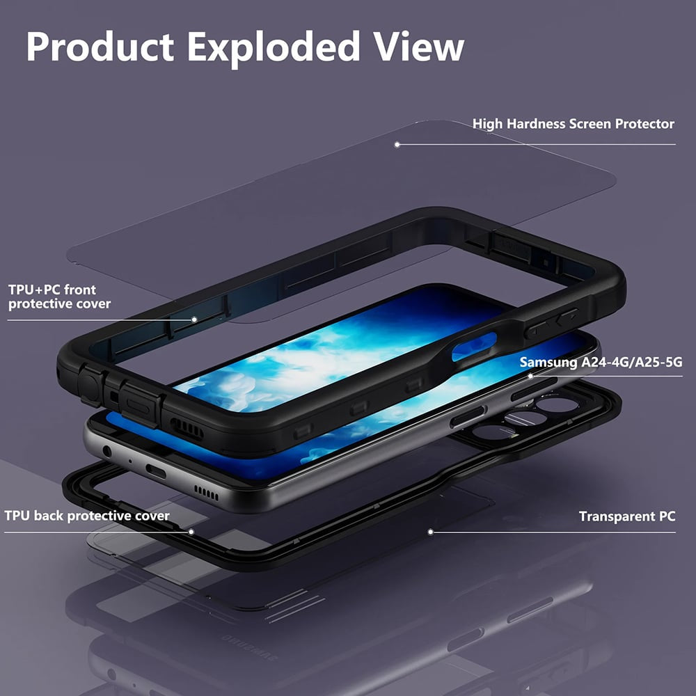 ShellBox – Vodotěsné pouzdro IP68 360° pro Samsung Galaxy A25 5G – Černá