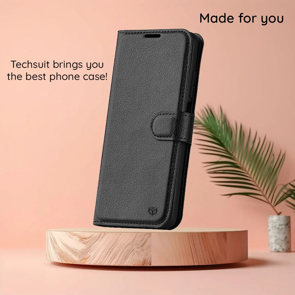 Techsuit Leather Folio flipové pouzdro pro Honor 200 Pro – černé
