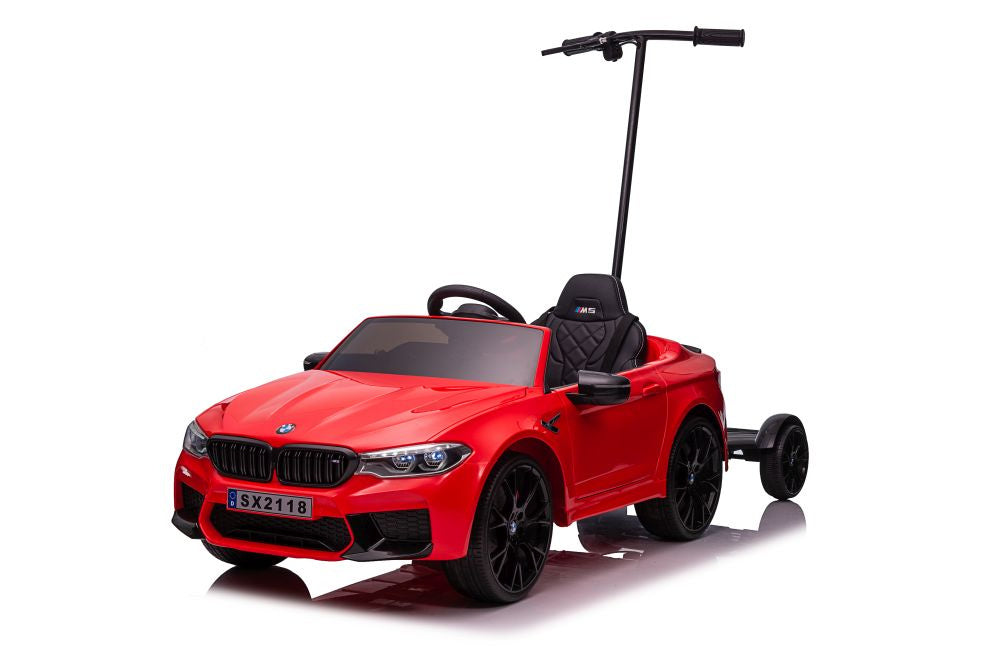 Licencirani auto na akumulator BMW M5 + platofrma za roditelje - crveni/lakirani