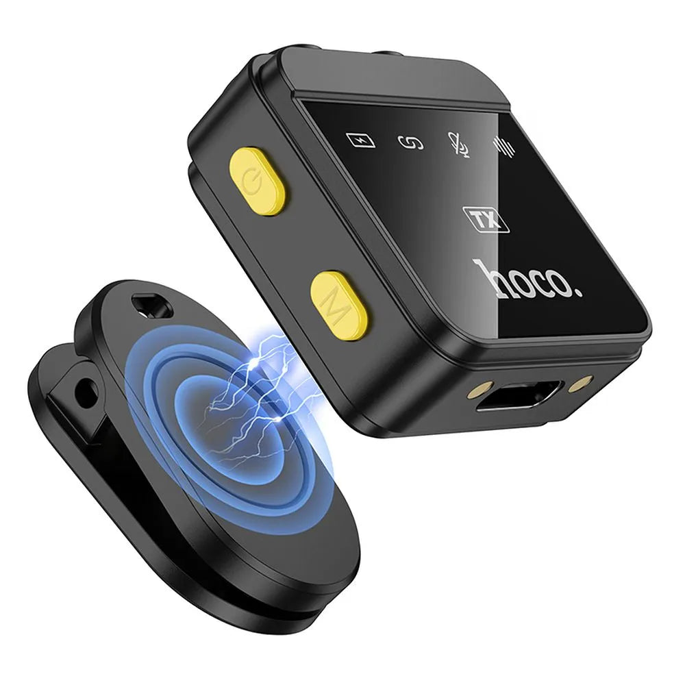 HOCO bezdrátový klopový mikrofon Lightning/Type-C Duální (balení 2 ks) L17 černý