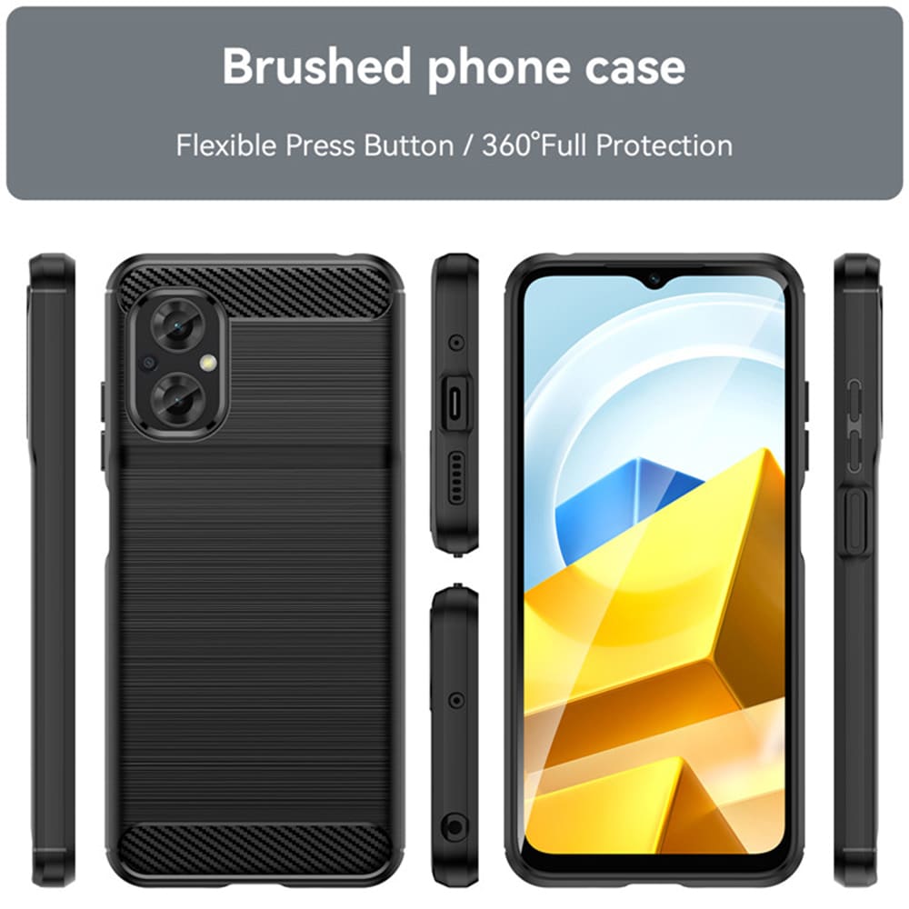 Techsuit - Karbonový silikonový obal pro Xiaomi Poco M5 - černý