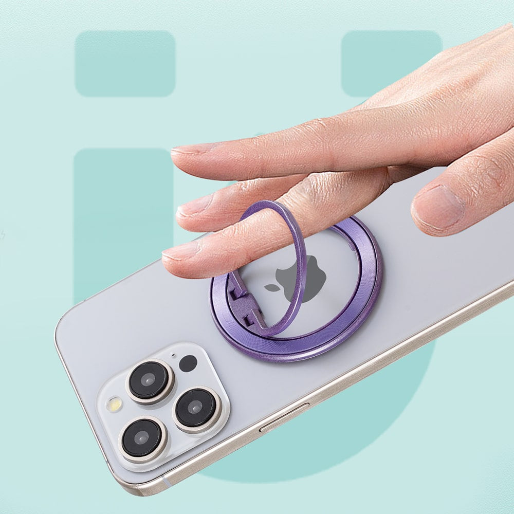 Techsuit – MagSafe kroužek na telefon (MPR2) – Kulatý tvar – Slitina hliníku – Stříbrná/růžová
