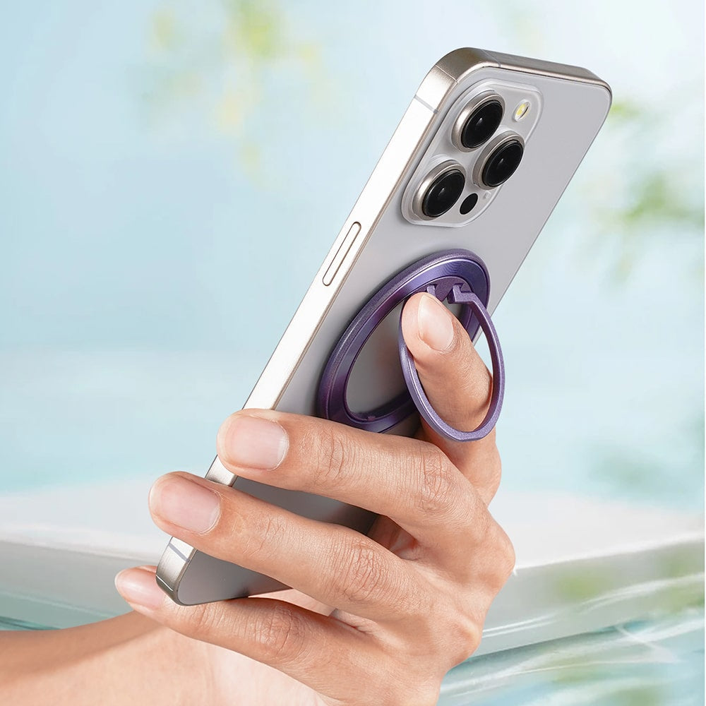 Techsuit – MagSafe kroužek na telefon (MPR2) – Kulatý tvar – Slitina hliníku – Stříbrná/růžová