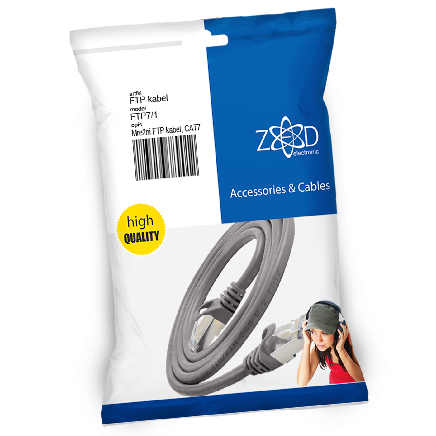 ZED electronic Mrežni FTP kabel, CAT7, dužina 1.0 metar - FTP7/1