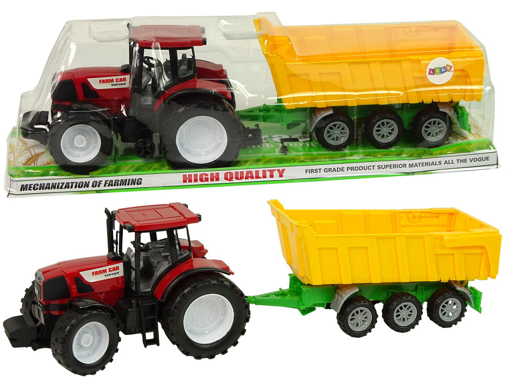 Traktor za igru s kiper prikolicom 50 cm - crveno/žuti