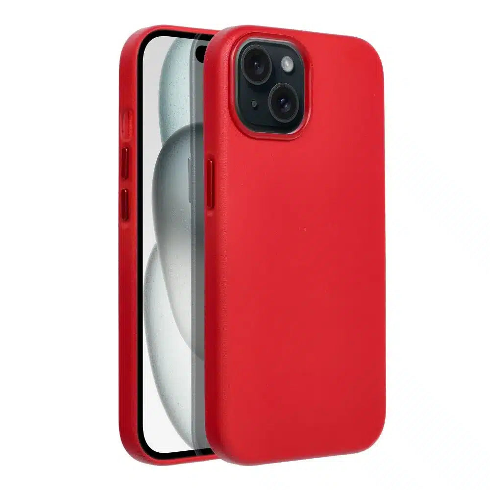 Kožený kryt Mag Cover kompatibilní s MagSafe pro iPhone 15 červený