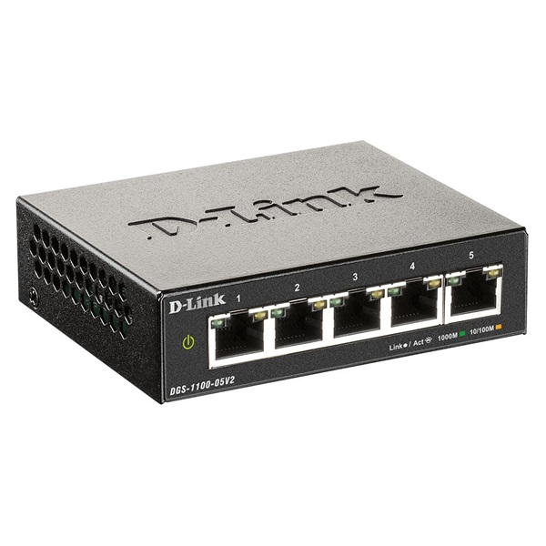 D-Link DGS-1100-05V2/E mrežni prekidač Upravljano L2 Gigabit Ethernet (10/100/1000) Crno
