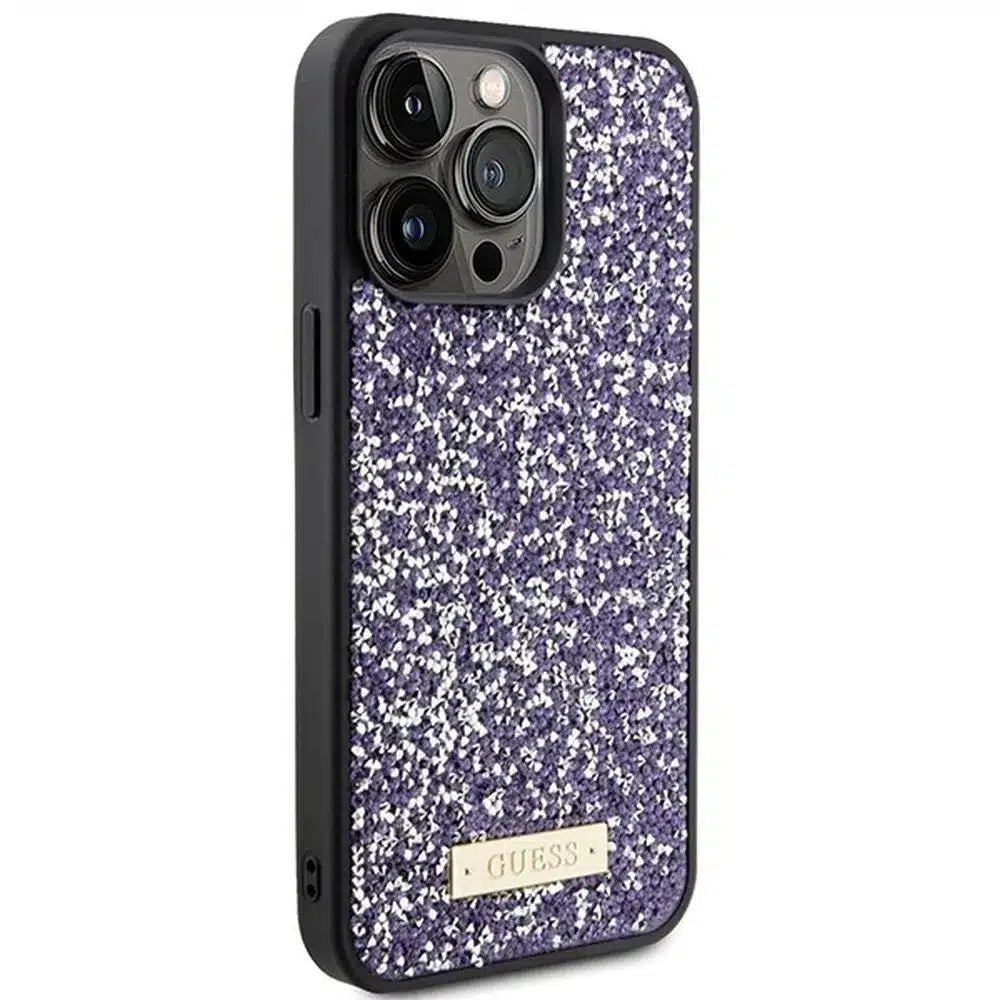 Originální pouzdro GUESS Hardcase GUHCP15XPFGSBSP pro iPhone 15 Pro Max (Rhinestone Metal Logo / světle růžové)