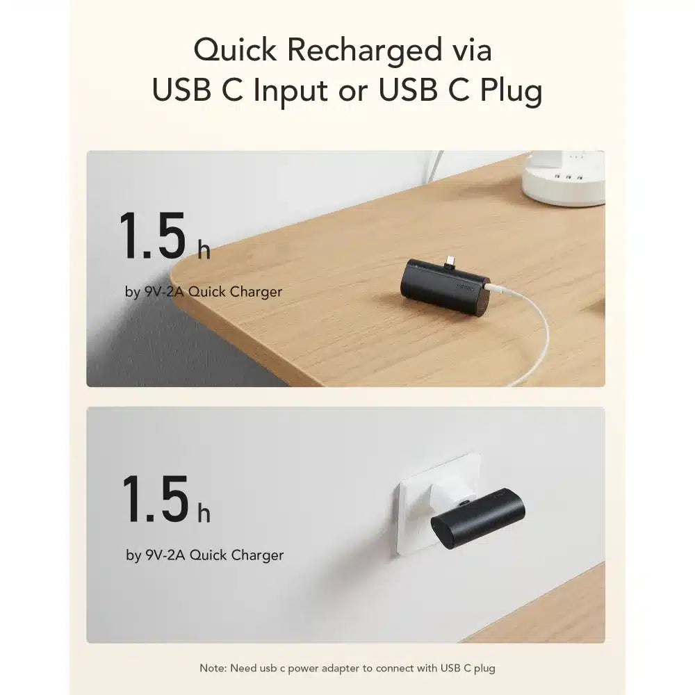 Powerbank VEGER PlugOn - 5000mAh sa ugrađenim Type C PD 20W konektorom