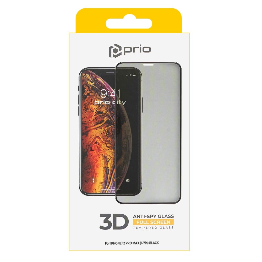 Prio 3D Anti-Spy tvrzené sklo pro iPhone 12 Pro Max černé