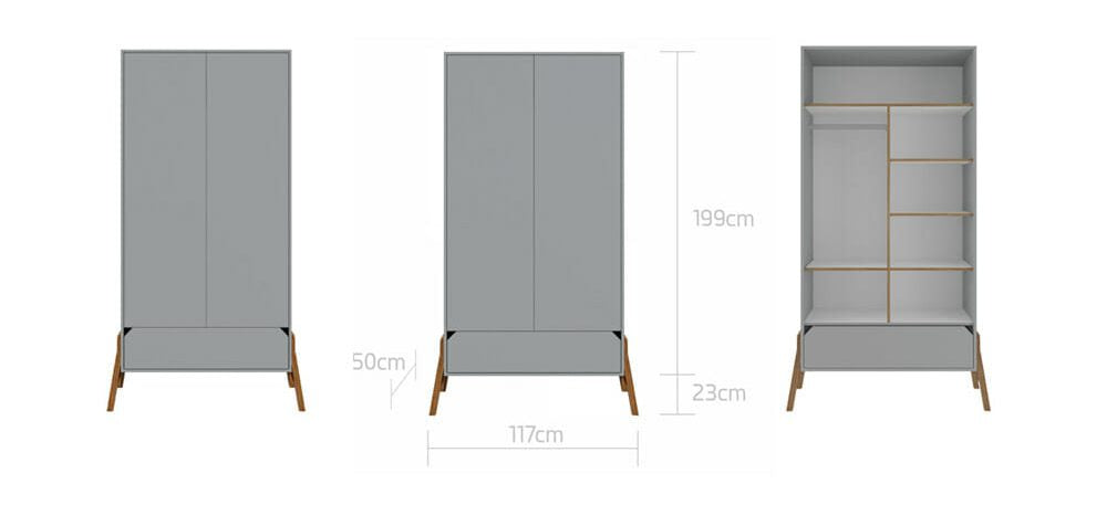 Bellamy Lotta dvokrilni ormar, grey