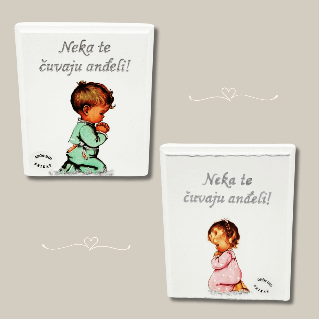 Samostatný obrázek ke křtu nebo narození dítěte – Ať tě andělé chrání!