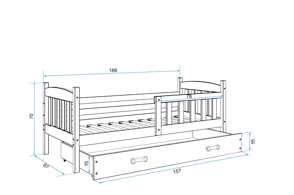 Krevet BMS Kubus + ladica 200x90 cm, GRF