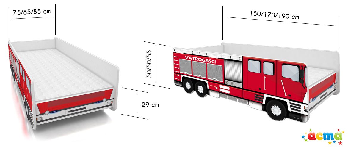 Dječji krevet ACMA Vatrogasci 180x80