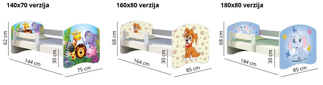 Dječji krevet ACMA s motivom, bočna roza 160x80 cm 11 Dog